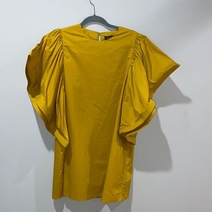Statement Sleeve Yellow Dress